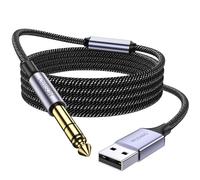 MOSWAG USB to 1/4 inch Audio Cable, USB to 1/4 Male TRS Audio Stereo Cable for External Microphone, Guitar, Bass, Speakers, etc (Not Compatible with Rocksmith)