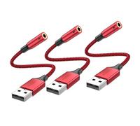 MOSWAG USB to 3.5mm Jack Audio Adapter (3 Pack): USB to Aux Cable with TRRS 4-Pole Mic-Supported, External Sound Card for PC PS4 PS5 and More