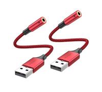 MOSWAG USB to Audio Jack Adapter (2 Pack),External Sound Card Jack Audio Adapter with 3.5mm Aux Stereo Converter Compatible with Headset,PC,Laptop,Linux,Desktops,PS4 and More Device