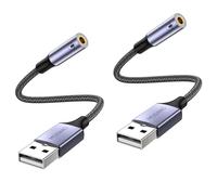 MOSWAG USB to Audio Jack Adapter (2 Pack),External Sound Card Jack Audio Adapter with 3.5mm Aux Stereo Converter Compatible with Headset,PC,Laptop,Linux,Desktops,PS4 and More Device