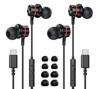 MOSWAG USB Type C Earphones, USB Type C Earbuds in-Ear Wired Earphones with Microphone for Apple iPhone 16 15 Pro Max, Galaxy S25 S24 FE Ultra, Google Pixel 9 8-2Pack