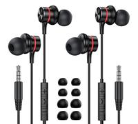 MOSWAG Wired Headphones, 3.5mm Wired headphones with Microphone, In-Ear Noise Nancelling wired Headphones Compatible with Mobile Phones, Desktop PCs, Tablets, Laptops, MP3s, MP4s, 2 PACK