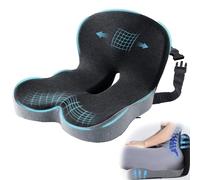 Mosxoed Car Seat Cushion, Memory Foam Driving Cushion with Adjustable Strap, Ergonomic Pad for Car & Semi Truck, Office Chair Cushion for Sciatica & Lower Back Pain Relief, Light Gray & Dark Gray
