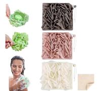 MOSYFEIBI Washcloth Loofah Combo 2-in-1 Loufee Wash Cloth That Holds Bar Soap-Exfoliation Mesh Shower Ball for Body Wash&Smooth Skin+Free Loofah Dish Towel (Coffee+Pink+White)