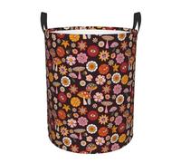 Mosytuky 70s Groovy Hippie Retro Waterproof Foldable Laundry Hamper,Dirty Clothes Laundry Basket,Storage Organizer For Toy Collection- Small