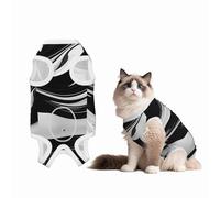 Mosytuky Abstract Black White Swirls Print Dog Surgery Recovery Suit After Spay, Highly-Stretchy Dog Onesie,Dog Onesie Protect Surgical Wound-X-Large