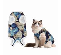 Mosytuky Abstract Blue Squares Print Dog Surgery Recovery Suit After Spay, Highly-Stretchy Dog Onesie,Dog Onesie Protect Surgical Wound-Large