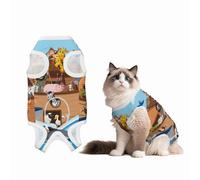 Mosytuky Animals On Noah's Ark Floating Print Dog Surgery Recovery Suit After Spay, Highly-Stretchy Dog Onesie,Dog Onesie Protect Surgical Wound-X-Large