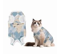 Mosytuky Animals Travel World Map Print Dog Surgery Recovery Suit After Spay, Highly-Stretchy Dog Onesie,Dog Onesie Protect Surgical Wound-X-Large
