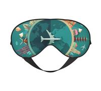 Mosytuky Around The Planet Print Sleep Eye Mask Blindfold with Elastic Strap Headband, Soft Eye Cover Eyeshade for Night Sleeping, Travel