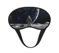 Mosytuky Astronaut Standing in The Moon Print Sleep Mask for Back and Side Sleeper for Sleeping,Zero Eye Pressure Night Blindfold Ultralight Travel Nap Eye Cover