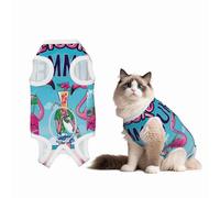 Mosytuky Beach Flamingo Trio Print Dog Surgery Recovery Suit After Spay, Highly-Stretchy Dog Onesie,Dog Onesie Protect Surgical Wound-Medium