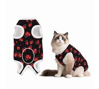 Mosytuky Beautiful Red Ladybug Print Dog Surgery Recovery Suit After Spay, Highly-Stretchy Dog Onesie,Dog Onesie Protect Surgical Wound-Small