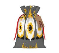 Mosytuky Bee Kind Print Christmas Burlap Gift Bags With Drawstring Christmas Gift Bags Claus Sack Holiday Bags For Candy Treat Goodie Wrapping Xmas Party Supplies-Small