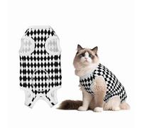 Mosytuky Black and White Diamonds Print Dog Surgery Recovery Suit After Spay, Highly-Stretchy Dog Onesie,Dog Onesie Protect Surgical Wound-Large