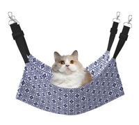 Mosytuky Blue and White Porcelain Chinaware Print Pet Hammock for Cage Reversible Cat Hanging Hammock Bed for Kitten Puppy Cats Small Dogs Rabbits Small Animals