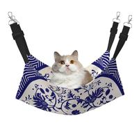 Mosytuky Blue and White Porcelain Pattern Print Pet Hammock for Cage Reversible Cat Hanging Hammock Bed for Kitten Puppy Cats Small Dogs Rabbits Small Animals