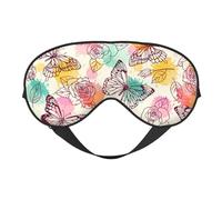 Mosytuky Butterflies and Roses Print Sleep Eye Mask Blindfold with Elastic Strap Headband, Soft Eye Cover Eyeshade for Night Sleeping, Travel