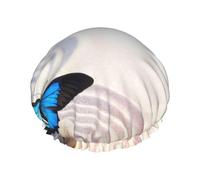 Mosytuky Butterfly In Blossoms Zen Print Shower Cap For Women,Elastic And Reusable,Double Waterproof Layers Bathing Hat