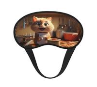 Mosytuky Cartoon Cooking Cat Print Sleep Mask for Back and Side Sleeper for Sleeping,Zero Eye Pressure Night Blindfold Ultralight Travel Nap Eye Cover