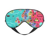 Mosytuky Cartoon Map of Europe Print Sleep Eye Mask Blindfold with Elastic Strap Headband, Soft Eye Cover Eyeshade for Night Sleeping, Travel