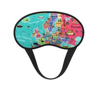 Mosytuky Cartoon Map of Europe Print Sleep Mask for Back and Side Sleeper for Sleeping,Zero Eye Pressure Night Blindfold Ultralight Travel Nap Eye Cover
