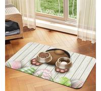 Mosytuky Cat Food Mat for Pet Dog Food Mat,Cat Mat for Food and Water,Non-Slip Absorbent-Brown Bunny