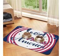 Mosytuky Cat Food Mat for Pet Dog Food Mat,Cat Mat for Food and Water,Non-Slip Absorbent-God Bless America Patriotic Star
