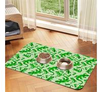 Mosytuky Cat Food Mat for Pet Dog Food Mat,Cat Mat for Food and Water,Non-Slip Absorbent-Green Lizard