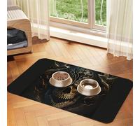 Mosytuky Cat Food Mat for Pet Dog Food Mat,Cat Mat for Food and Water,Non-Slip Absorbent-Metal Evil Skull