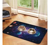 Mosytuky Cat Food Mat for Pet Dog Food Mat,Cat Mat for Food and Water,Non-Slip Absorbent-Planets Stars and Galaxies1