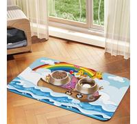 Mosytuky Cat Food Mat for Pet Dog Food Mat,Cat Mat for Food and Water,Non-Slip Absorbent-Rainbow Animals On Noah's Ark
