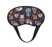 Mosytuky Cat Icecream Print Sleep Mask for Back and Side Sleeper for Sleeping,Zero Eye Pressure Night Blindfold Ultralight Travel Nap Eye Cover