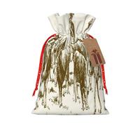 Mosytuky Cattle Drive By Two Cowboys Print Christmas Burlap Gift Bags With Drawstring Christmas Gift Bags Claus Sack Holiday Bags For Candy Treat Goodie Wrapping Xmas Party Supplies-Small