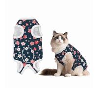 Mosytuky Cherry Blossoms Print Dog Surgery Recovery Suit After Spay, Highly-Stretchy Dog Onesie,Dog Onesie Protect Surgical Wound-Medium