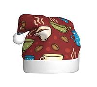 Mosytuky Coffee Cups Santa Hat- Christmas Thicken Comfort Velvet Hat For Kid Adult Children Men Women For Christmas New Year Festive Holiday Party