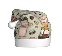 Mosytuky Coffee Makers Macaroons Chocolate Santa Hat- Christmas Thicken Comfort Velvet Hat For Kid Adult Children Men Women For Christmas New Year Festive Holiday Party