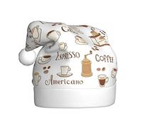 Mosytuky Coffee Santa Hat- Christmas Thicken Comfort Velvet Hat For Kid Adult Children Men Women For Christmas New Year Festive Holiday Party