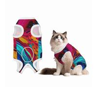 Mosytuky Colorful Abstract Swirls Print Dog Surgery Recovery Suit After Spay, Highly-Stretchy Dog Onesie,Dog Onesie Protect Surgical Wound-X-Large