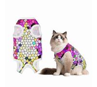 Mosytuky Colorful Tie Dye Stained Glass 3 Print Dog Surgery Recovery Suit After Spay, Highly-Stretchy Dog Onesie,Dog Onesie Protect Surgical Wound-X-Large