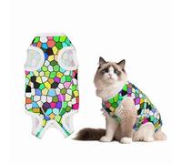 Mosytuky Colorful Tie Dye Stained Glass Print Dog Surgery Recovery Suit After Spay, Highly-Stretchy Dog Onesie,Dog Onesie Protect Surgical Wound-Medium