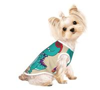 Mosytuky Cool Dino Playing Skateboard Print Dog Shirts Pet Clothes,Puppy Vest T-Shirt Sleeveless Costumes,Doggy Apparel Outfits for Small Extra Small Medium Dogs and Cats-(Large)