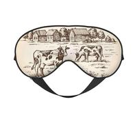 Mosytuky Cows On The Farm Print Sleep Eye Mask Blindfold with Elastic Strap Headband, Soft Eye Cover Eyeshade for Night Sleeping, Travel