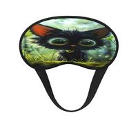 Mosytuky Cute Big-Eyed Black Cat Print Sleep Mask for Back and Side Sleeper for Sleeping,Zero Eye Pressure Night Blindfold Ultralight Travel Nap Eye Cover
