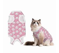 Mosytuky Cute Cat Print Dog Surgery Recovery Suit After Spay, Highly-Stretchy Dog Onesie,Dog Onesie Protect Surgical Wound-Large