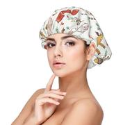 Mosytuky Cute Little Animals Print Silky Satin Bonnet For Sleeping,Hair Bonnet For Women And Men,Adjustable Sleep Bonnet For Curly Hair