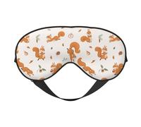 Mosytuky Cute Squirrel Fall Print Sleep Eye Mask Blindfold with Elastic Strap Headband, Soft Eye Cover Eyeshade for Night Sleeping, Travel