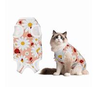 Mosytuky Daisy and Ladybug Print Dog Surgery Recovery Suit After Spay, Highly-Stretchy Dog Onesie,Dog Onesie Protect Surgical Wound-Small