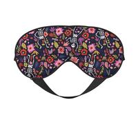 Mosytuky Dancing Skeletons Floral Garden Print Sleep Eye Mask Blindfold with Elastic Strap Headband, Soft Eye Cover Eyeshade for Night Sleeping, Travel