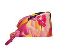 Mosytuky Digital Nomad Pink Landscape Print Scrub Cap Working Caps With Upgrade Sweatband Adjustable Hats Head Cover For Women/Men